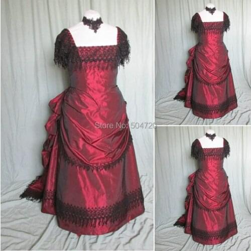 Custom madeR-478 Custom Made 1860S Civil War Gothic lolita Wedding Dress/Victorian dresses/Renaissance dress Vintage Costumes