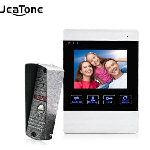 JeaTone 4 Inch HD Led Video Door Intercom System Door Bell 1200TVL Camera Automatic Video Storage Release Unlock Metal Doorbell