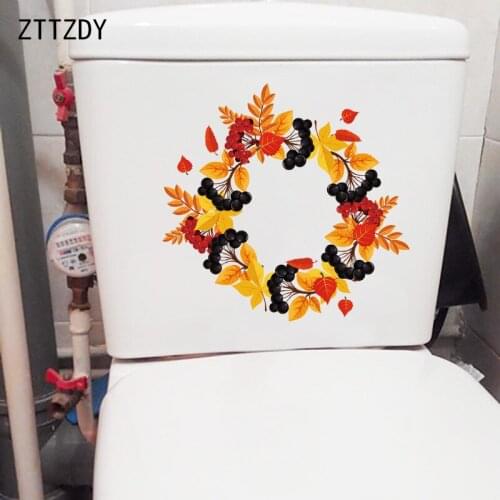 ZTTZDY 23.4×22.6CM Deciduous Berry Stitching Ring Toilet WC Accessories Home Bedroom Wall Stickers T6-0144