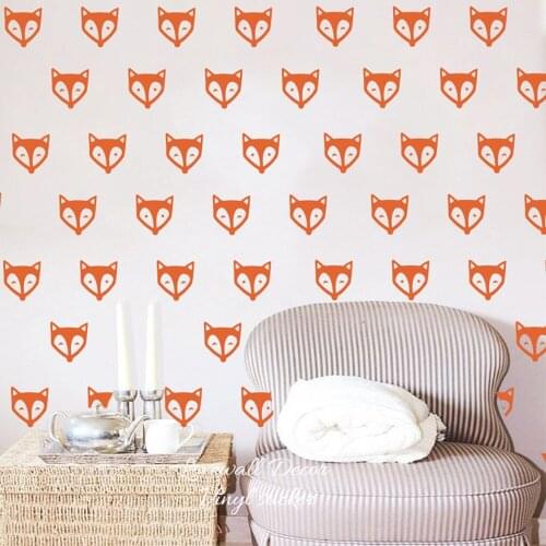 Cute Fox Face Wall Sticker Baby Nursery Kids Room 2 Style Cartoon Fox Head Animal Wall Decal Bedroom Girl Room Vinyl Home Decor