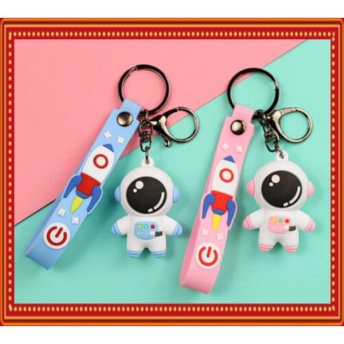 Fashion Lovers Friends Cartoon Gift Lovely Astronaut Bell Silicone Pendant Lovers Men And Women Bags Mobile Car Key Chain K20021