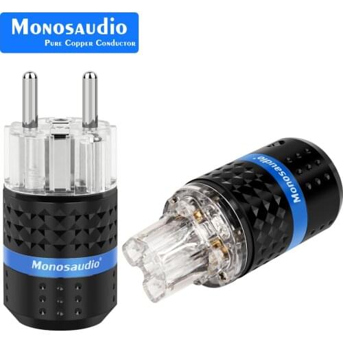 Monosaudio E103R/F103R 99.998% Pure Copper Rhodium plated EUR Version Schuko Hifi audio Power Plug IEC Female Connector Plug