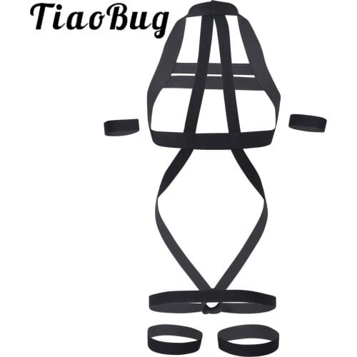 Mens Pole Dance Party Stage Performance Clubwear Erotic Lingerie Body Chest Harness Belt Elastic Jockstrap Strap Halter Leotards