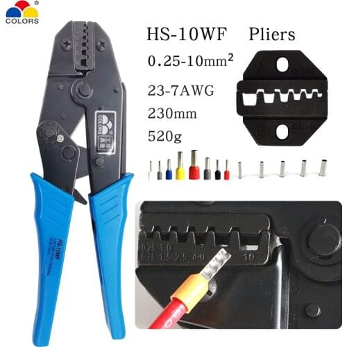 Crimping Tool Set For Insulated Non-Insulated Ferrule Tubular Terminal Self-Adjusting Pliers 0.25-10Mm² 7-2AWG