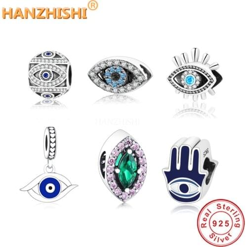 Wholesale Price Blue Crystals Eyes Bead Charms Fit Charm Bracelets & Bangles 100% 925 Sterling Silver Jewelry DIY Gift Berloque