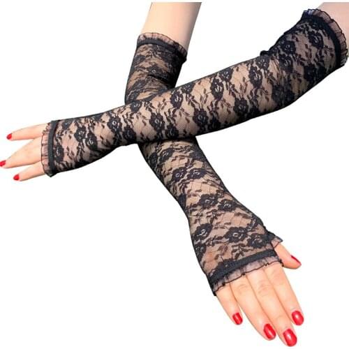1 Pair Fingerless Sexy New Half Finger Lace Gloves 3 Colors Ladies Summer Sunscreen Sleeves Driving Riding UV Protection Gloves