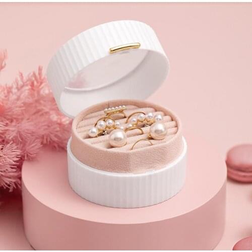 Portable Jewelry Storage Box Multilayer Rotating Plastic Jewelry Stand Earrings Ring Box Cosmetics Beauty Container Organizer