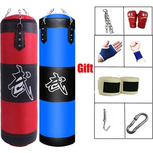 60cm 80cm 100cm 120cm Empty Boxing Punching Bag Hanging Kick Sandbag Boxing Training Fight Karate Sandbag with Wrist Guard Glove