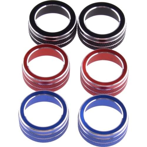 2Pcs Air Condition Knob Decorative Circle Ring Trim Fit for Toyota Corolla Hatchback 2019-2021 Red/Blue/Black Aluminum Alloy