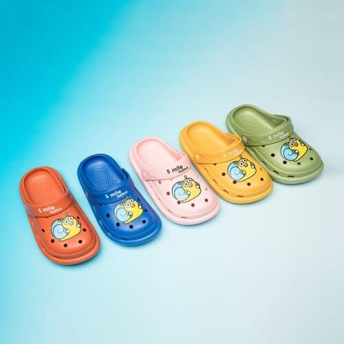 Children Mules Clogs Summer Kids Garden Shoes Girl Boys Beach Shoes Candy Color Hole Baby Cartoon Breathable Light Slippers