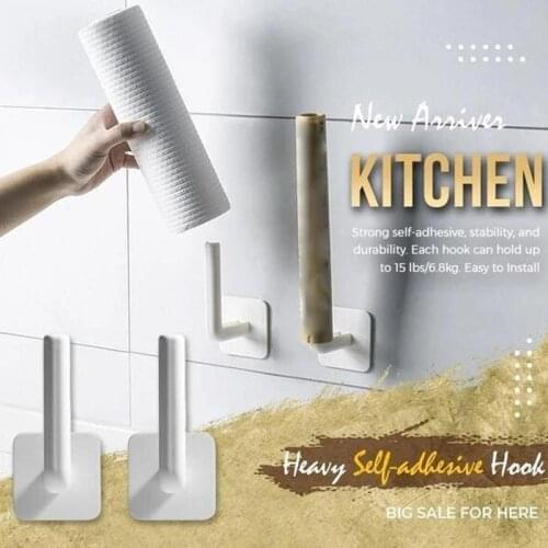 Self Adhesive Hooks Stick Wall Hooks Multifunctional Wall-mounted Shelf Seamless Hanging Hook For Kitchen Self Adhesive Hooks