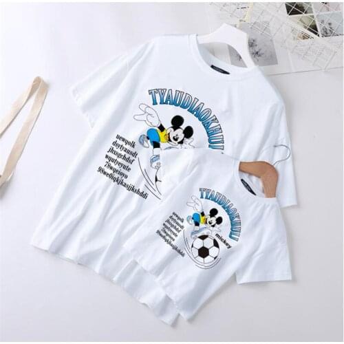Family Matching T-shirt Mommy Daddy Daughter Son T-shirt Clothes Mickey Mouse Printed Harajuku Baby Girls Boys T-shirts