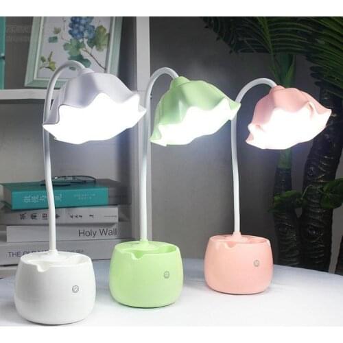 Creative Flower Shape LED Table Lamp USB Charging Three-speed Adjustable Eye Protection Learning Table Lamp Student Table Light
