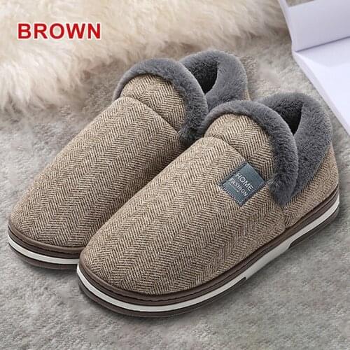 Fashion Warm Home Slippers for Men Winter Furry Short Plush Man Slippers Non Slip Bedroom Slippers Couple Soft Indoor Male Shoes