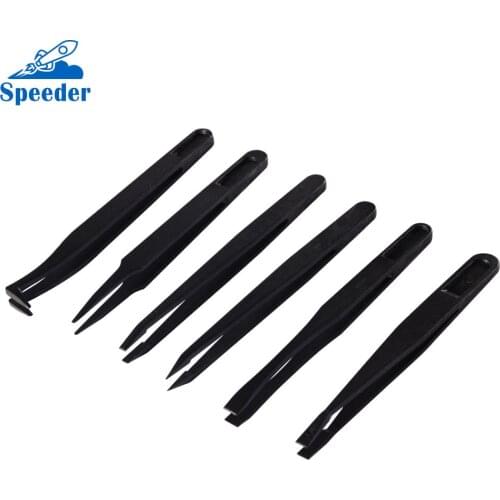 High quality 6Pcs/set Carbon Fibre Anti-Static Tweezers Kit for iphone Electronic Cell Phone and tablets Repair Tools Set