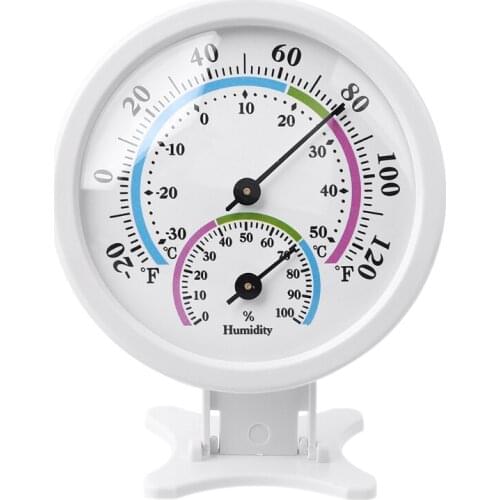 H7JB High Precision Dial Indicator Thermometer for Patio Pool Kitchen Garden Wall Greenhouse No Battery Required Round White