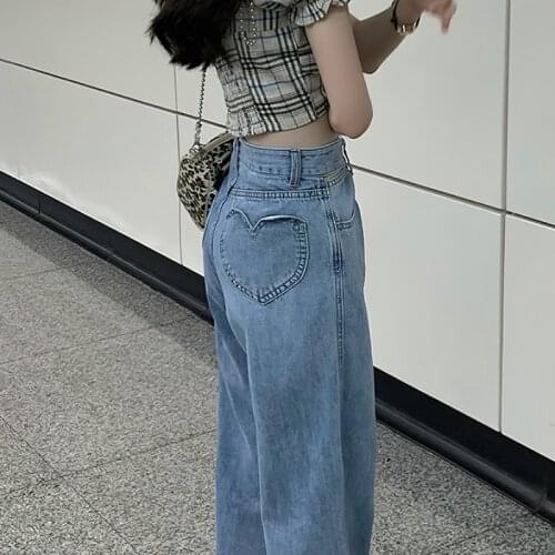 Shnsophi High Waist Jeans Boyfriend Denim Women Mom Jeans Cintura Alta Vintage Love Loose Wide Leg Pants Femme