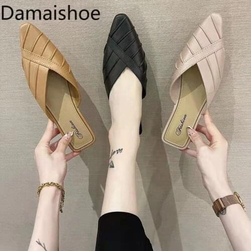 2021 Summer Korean Semi-Slippers Womens Summer Fashion Outer Wear Closed Toe Internet Celebrity All-Match Sandals Fairy Shoes
