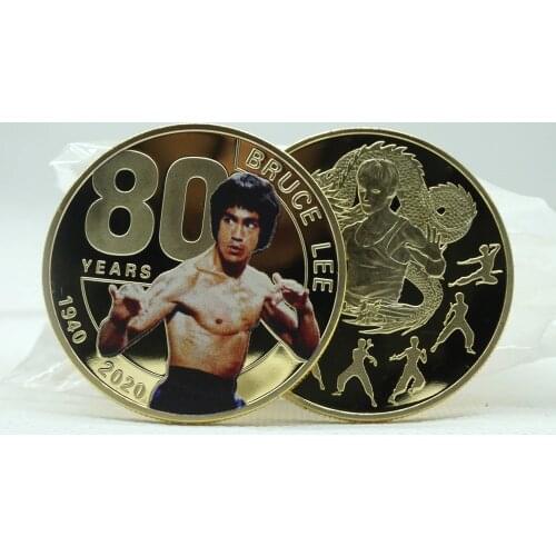 New desinge Bruce Lee the 80th Anniversary gold Commemorative Coin Collection Chinese Dragon Metal Challenge Coin Collection