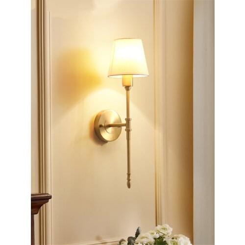 Gold full copper wall lamps study bedroom bedside lamp American luxury modern lamp living room lamp dining room sconces lights