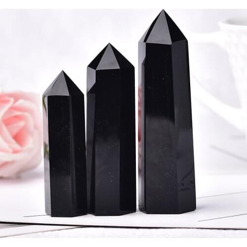 1pc Natural Obsidian Crystal Point Tower Healing Energy Stone Reiki Obelisk Crystal Quartz Wand Home Decoration Pyramid DIY Gift