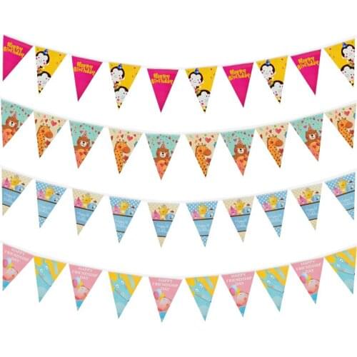 10 Flags 3.2m Triangle Shape Happy Birthday Banner Bunting Paper Garland For Kids Birthday Party Baby Shower Wedding Decoration