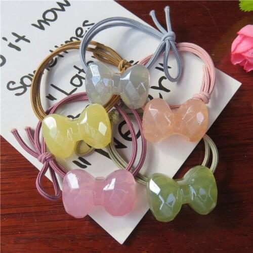 10PCS/LOT Lovely BOW Candy Color Elastic Hair Bands For Women Creative Headband Scrunchy Kids Turban Hair Accessories For Girl