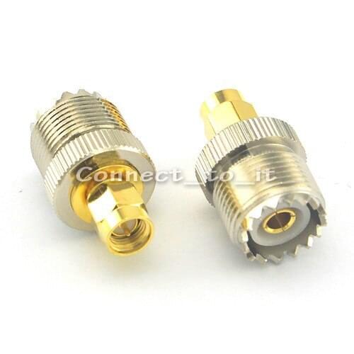 100 Pcs UHF female SO239 jack to SMA male plug straight adapter connector