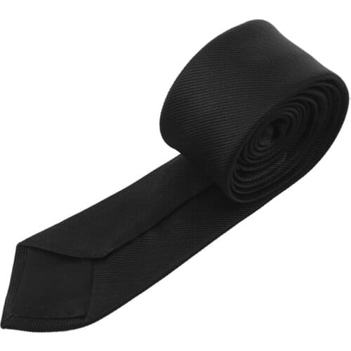 2" Wide Stripes Pattern Self Tie Skinny Necktie Black for Woman