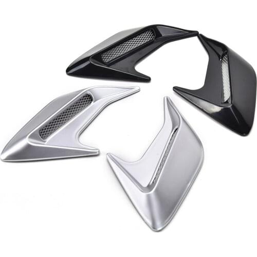 Car Auto Side Vent Air Flow Fender Intake Sticker Car Simulation Side Vents Decorative Silver 2pcs