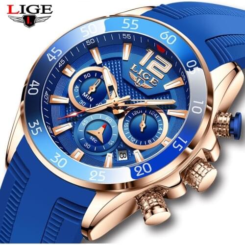 2021 Fashion Mens Watches LIGE Top Brand Luxury Silicone Sports Watch Men Quartz Clock Waterproof Wristwatches Relogio Masculino