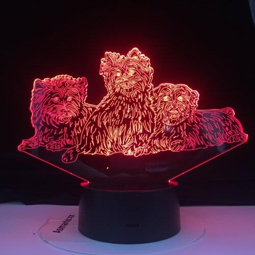 3D Dogs Lamp Acrylic Plate Support USB Charging7 Colors Changing Night Light Touch Remote Base Gifts For Children Bedroom Decor