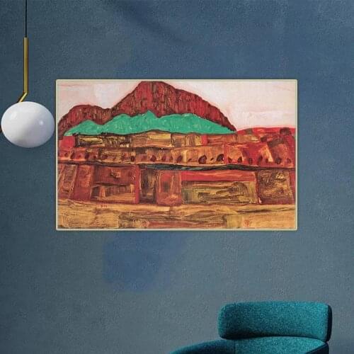 Berglandschaft 1910 by Egon Schiele Canvas Oil Painting Aesthetics Picture Artwork Backdrop Wall Hanging Decor Home Decoration