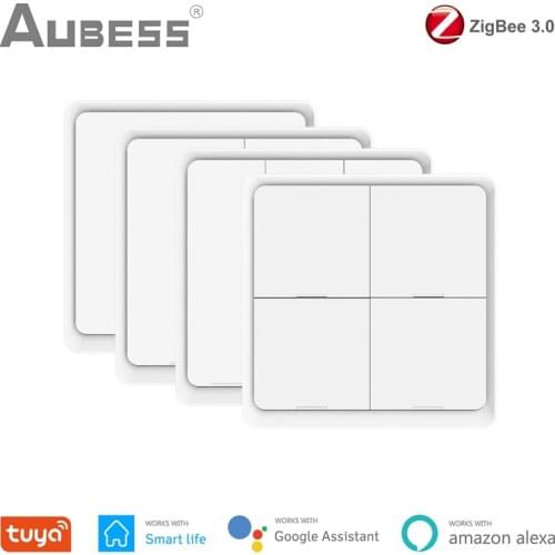 Tuya ZigBee Wireless 12 Scene Switch 4 Gang Push Button Controller Battery Powered Automation Scenario Via Alexa Google Home