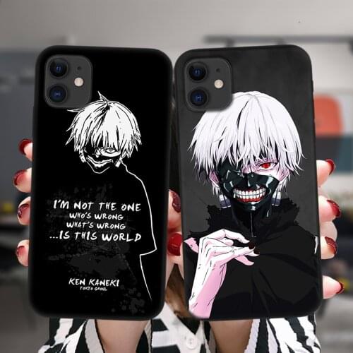 Black Phone Case For iPhone 12 11 Pro XS Max 6 6S 8 7 Plus X XR 5 5S SE 2020 12Mini Tokyo Ghoul Kaneki Ken Soft Silicone Cover