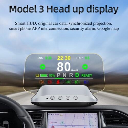 HUD head-up display FOR Tesla model3 speed mileage Safety Indicator light Driving time Door indicator System ready 2021