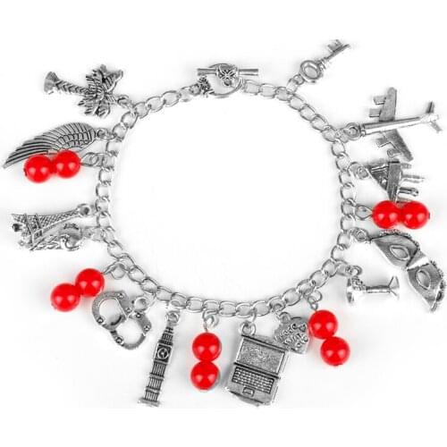 DongshengMovie Fifty Shades Of Grey Fashion Charm Bracelet Inspired 50 Shades Charms Tie Handcuffs Gray Crime Women Bracelet