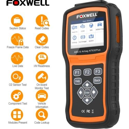 Foxwell NT630 Plus OBD2 Scanner OBD 2 ABS Airbag SRS SAS Crash Data Reset Auto ODB2 Car Diagnostic Tool OBD Automotive Scanner