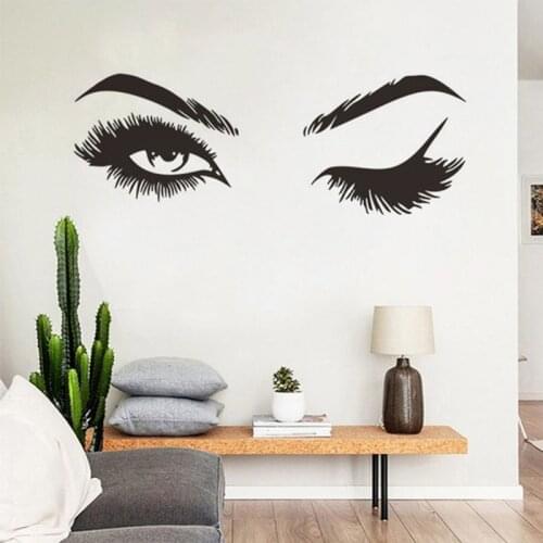 Eye Wall and Eyebrow Eye Wall Stickers Vinyl Eyelashes Fashion Wall Stickers for Girl Bedroom Eyebrow Shop Beauty Salon Decor