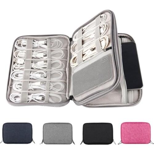 Hot Sales Solid Color Waterproof Cable Organizer USB Charger Headset Storage Pouch Bag