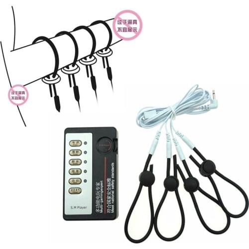 Electric Shock Kit Penis Massager Time Delay Physiotherapy Ring Woman Nipple Stimulation Masturbation BDSM Sex Toys For Couples