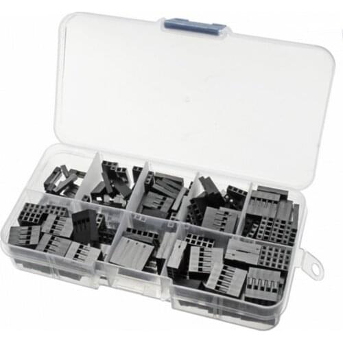 140PCS/LOT 2.54 mm Dupont Jumper Wire Connector Kit Plastic Pin Wire Plug Cable Housing Female 1P 2P 3P 4P 5P 2*4P 2*5P Box Diy