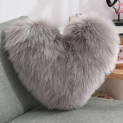 Creative Heart-shaped Plush Pillow Cushion Cushion With Core Sofa Waist Cushion Office Chair Imitation Wool Pillow Cover