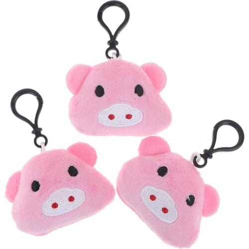 Mini Pig Head Cartoon Couple Pendant Keychain Plush Stuffed Plush Animals Toy Girl Baby Stuffed Animal Kawaii Toy Keychain