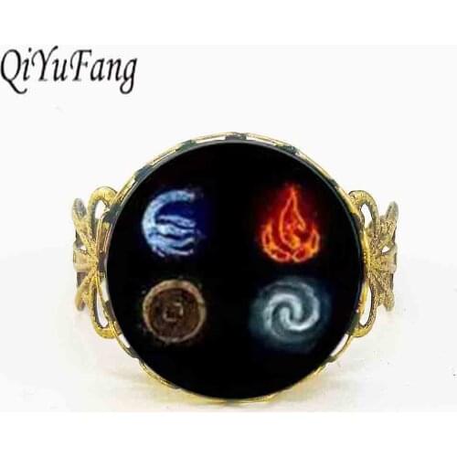 Cartoon Avatar Last Airbender Glass Dome Ring DIY Jewelry Accessories Vintage Gift for Men