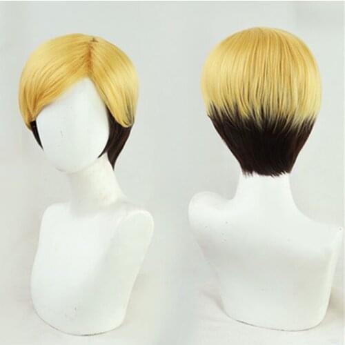 Attack on Titan Erwin Smith Cosplay Yellow Brown Short Wig Heat Resistant Synthetic Hair Halloween Party Hair +Wig Cap