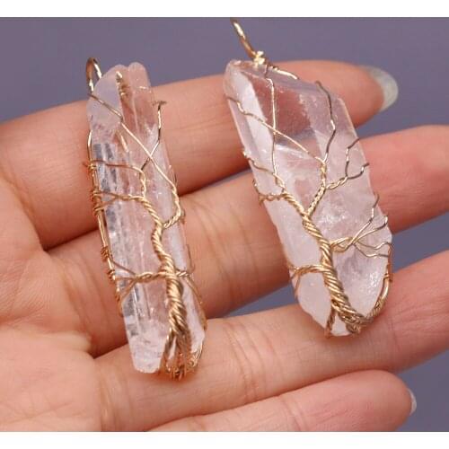 Natural White Crystal Stone Pendant Charms Irregural Shape Agates Pendant for Women Making DIY Jewerly Necklace 14x45-18x50mm