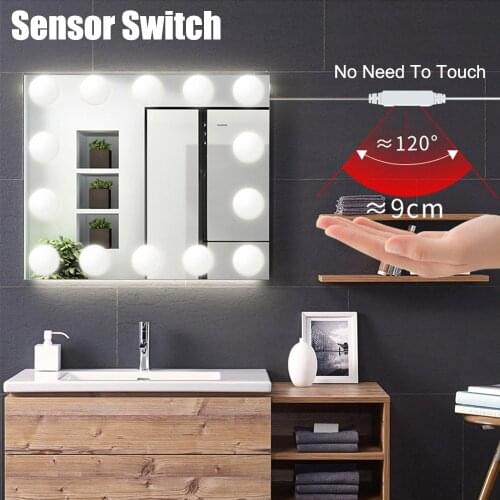 USB Dimmable Mirror Lamp Professional Makeup Mirror Light Sensor Hollywood Dressing Table Vanity Lights 2-14 Bulbs Lighting D30