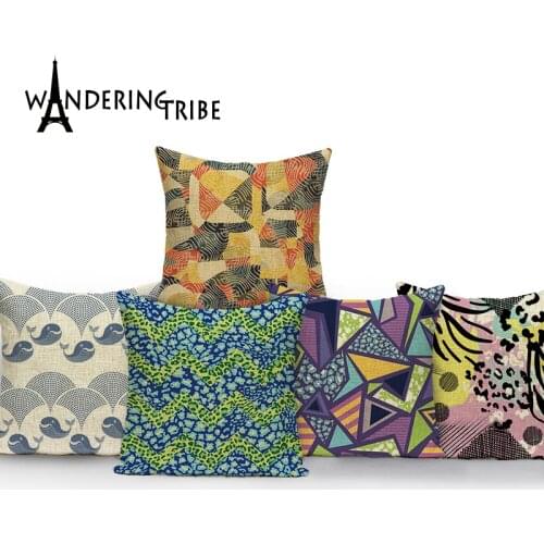 Plant Print Pillow Cover Abstract Style Decorative Pillowcases 45x45cm Retro Cushion Cover Geometric Cartoon Deco Pillow for Bed