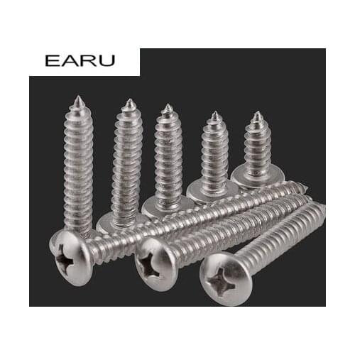 60 pieces M4*12 316 Stainless Steel Cross Pan Head Self tapping Self-tapping Screws Bolt Round Head Wood Screws Good Quality